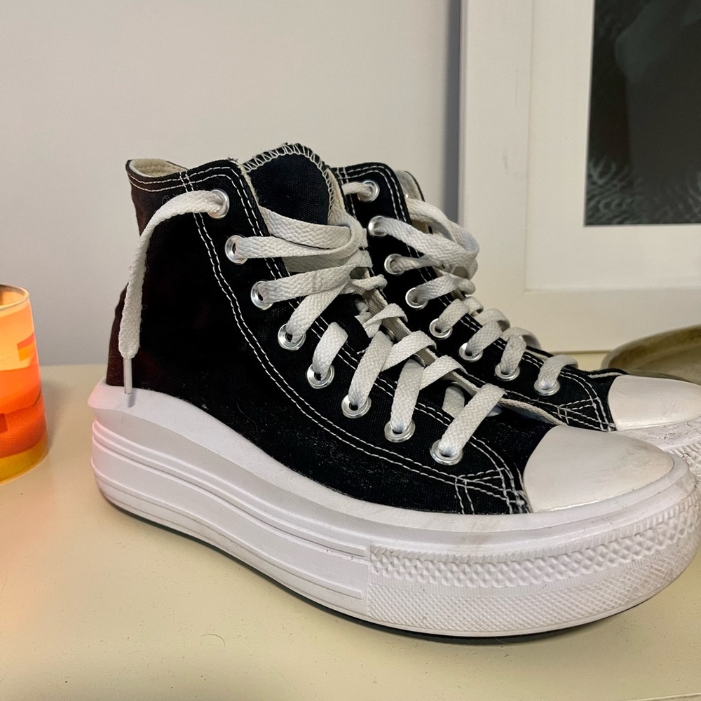 Black and White Converse High Top Platforms